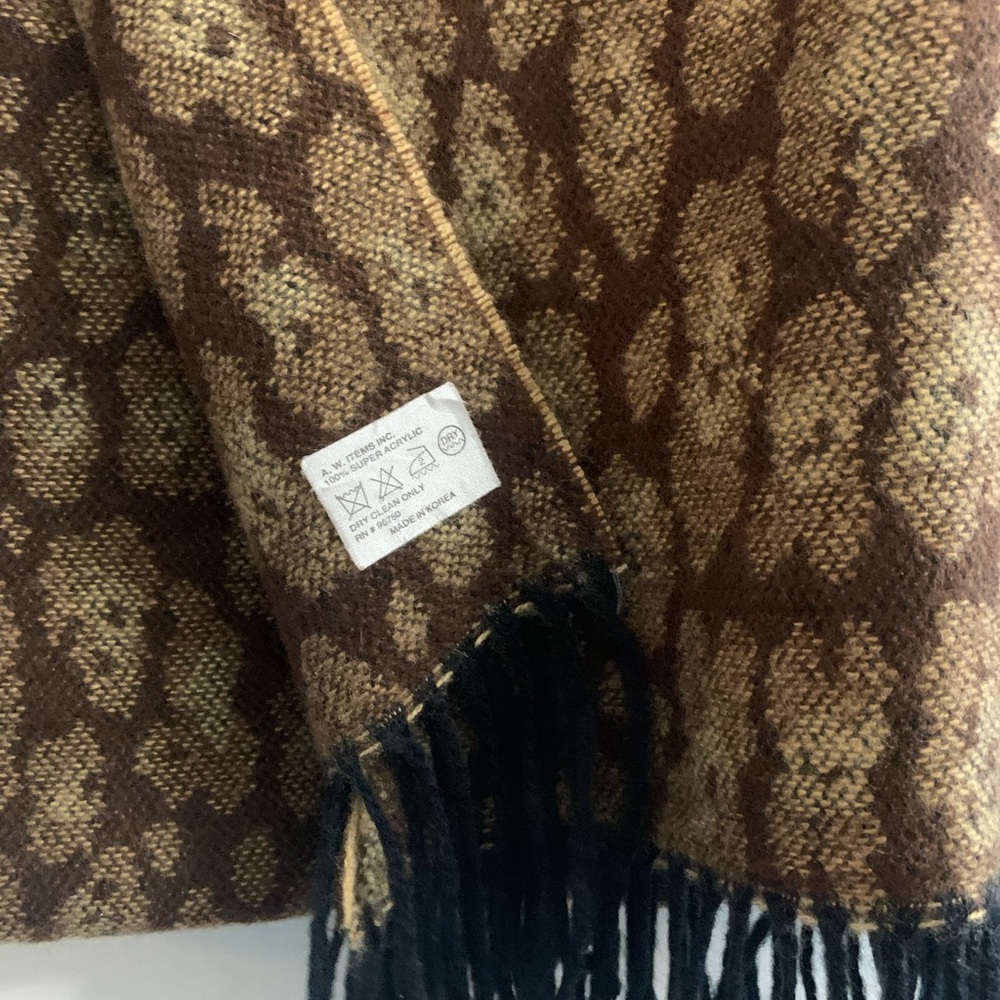 Leopard Print Scarf with Fringe Bottoms - Picture 3 of 3